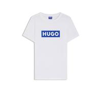 HUGO Blue - T-shirt bianca classica slim con riquadro del logo-Bianco 36