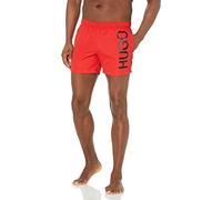 Hugo Costume da Bagno da Uomo con Logo Verticale Standard, Aperto Rosa/Nero, Large