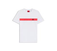 HUGO Cotton-jersey T-shirt with stripe and logo - Style Dzokis_IN, 50556639 Bianco S