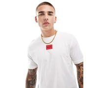 HUGO - Diragolino - T-shirt bianca con logo riquadrato-Bianco 2XL
