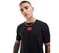 HUGO - Diragolino - T-shirt nera con logo squadrato-Nero L