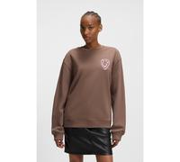 HUGO Felpa all-gender con grafica Happy HUGO - Style Oversized Crew_B_3, 50545052 Marrone XS