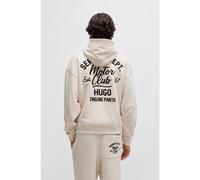 HUGO Felpa con cappuccio in terry di cotone con grafica ricamata - Style Nualo, 50545939 Colore neutro XS