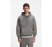 HUGO Felpa con cappuccio in terry di cotone con targhetta con logo - Style Nalonso, 50522374 Grigio XS
