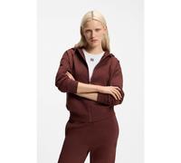 HUGO Felpa con cappuccio in terry di cotone con zip e logo scomposto ricamato - Style Dalfine, 50535240 Marrone S
