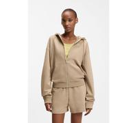 HUGO Felpa con cappuccio in terry di cotone con zip e logo scomposto ricamato - Style Dalfine, 50535240 Beige S