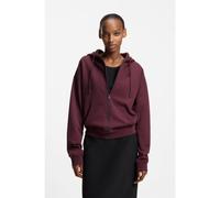 HUGO Felpa con cappuccio in terry di cotone con zip e logo scomposto ricamato - Style Dalfine, 50535240 Rosso scuro S