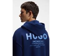 HUGO Felpa con cappuccio in terry di cotone, fit ampio con dettagli logo - Style Nazardo, 50510724 Blu scuro S