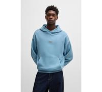 HUGO Felpa con cappuccio in terry di cotone, fit ampio con dettagli logo - Style Nazardo, 50510724 Celeste XS