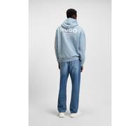 HUGO Felpa con cappuccio in terry di cotone, fit ampio con dettagli logo - Style Nazardo, 50510724 Celeste XL