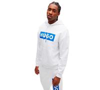 HUGO Felpa con cappuccio in terry di cotone con logo stampato rettangolare - Style Nalves, 50522370 Bianco M