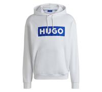 HUGO Felpa con cappuccio regular fit in terry di cotone con logo stampato - Style Nalves, 50522370 Bianco XS