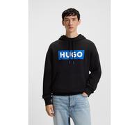 HUGO Felpa con cappuccio regular fit in terry di cotone con logo stampato - Style Nalves, 50522370 Nero S
