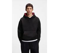 HUGO Felpa con cappuccio relaxed fit in cotone elasticizzato con interno a contrasto - Style Daneony, 50554477 Nero XXL