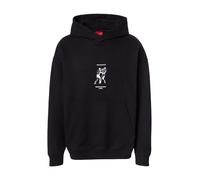 HUGO Felpa con cappuccio in terry di cotone con grafica ispirata alla boxe - Style Duwrestie, 50542399 Nero S
