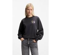 HUGO Felpa in cotone con grafica a fiori - Style Classic crew_7, 50561052 Nero M