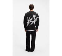 HUGO Felpa in cotone con ricamo logo e stampa grafica - Style Darislong, 50563465 Nero L