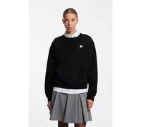 HUGO Felpa in cotone con targhetta con logo con cuore glitter - Style Deroxina_10, 50569842 Nero S