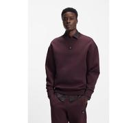 HUGO Felpa in misto cotone con targhetta con logo scomposto - Style Dettil, 50533689 Rosso scuro XL