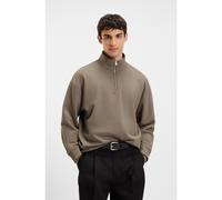 HUGO Felpa in terry di cotone con colletto con zip e logo stampato - Style Durty244, 50525881 Grigio XS