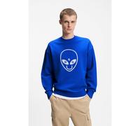 HUGO Felpa in terry di cotone con grafica con logo - Style Nixalien, 50560053 Blu XL