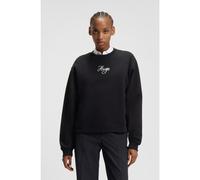 HUGO Felpa oversize in cotone terry con logo glitter - Style Deroxina_6, 50550149 Nero L