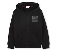 HUGO Felpa con cappuccio in pile per bambini con zip e logo spezzato - Style G00454/09B06A, G00454 Nero 114