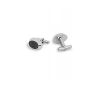Hugo - Gemelli Ovali con Smalto Logo Impilato - - Accessories - Uomo - Nero - ONE SIZE