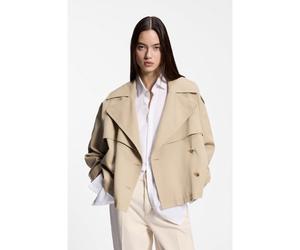 HUGO Giacca corta stile trench in cotone e lino - Style Aclunda-1-W, 50557208 Beige 46