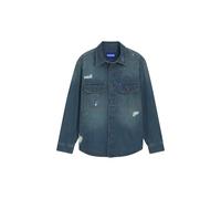 HUGO Sovracamicia oversize in denim con schizzi di vernice - Style Ebolt_1, 50572452 Blu scuro XXL