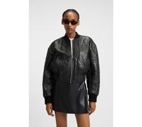 HUGO Giacca in pelle imbottita relaxed fit con motivo trapuntato - Style Lesana, 50542331 Nero M