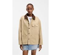 HUGO Giacca oversize in twill di cotone con colletto a contrasto - Style Flimane-1-D_B, 50556865 Beige XL