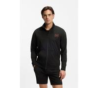 HUGO Giacca relaxed fit in cotone elasticizzato con logo con cornice - Style Laze Zip Jacket, 50525245 Nero L