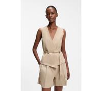 HUGO Gilet regular fit con cintura in cotone e canapa - Style Ahella-1-W, 50557199 Beige chiaro 40