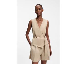 HUGO Gilet regular fit con cintura in cotone e canapa - Style Ahella-1-W, 50557199 Beige chiaro 46