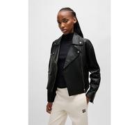 HUGO Giubbotto biker in pelle con maniche con zip - Style Laridas, 50533803 Nero L