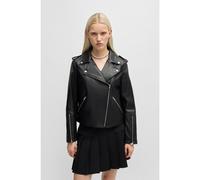 HUGO Giubbotto biker regular fit in pelle con zip asimmetrica - Style Lujana, 50512604 Nero L