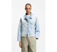 HUGO Giubbotto con taglio squadrato in denim rigido blu - Style Lou_B, 50557023 Celeste XS