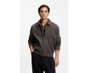 HUGO Giubbotto extra slim fit in morbida pelle scamosciata - Style Lemai, 50556503 Grigio scuro M