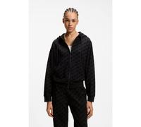 HUGO Giubbotto fit morbido con cappuccio e stampa con logo floccato - Style FLOKKY_JACKET, 50566669 Nero XL
