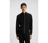 HUGO Giubbotto in maglia di cotone a coste con zip - Style Sriton, 50546980 Nero S