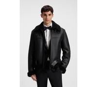 HUGO Giubbotto in pelle con rifiniture in shearling - Style Larford, 50546494 Nero S