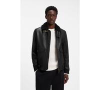 HUGO Giubbotto in pelle imbottito con dettagli in shearling - Style Lorano, 50567431 Nero M