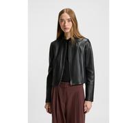 HUGO Giubbotto in pelle regular fit con colletto rialzato - Style Lasari, 50541262 Nero XS