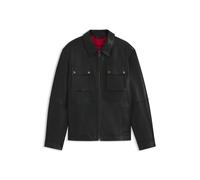 HUGO Giubbotto in pelle regular fit con tasche con patta - Style Lemni, 50546478 Nero M