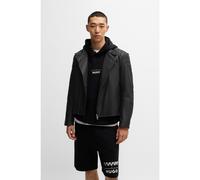 HUGO Giubbotto in pelle stile sport motoristici con dettagli 3D - Style Ludok, 50530780 Nero S