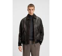 HUGO Giubbotto regular fit in pelle trattata - Style Laviat, 50541865 Marrone scuro XL