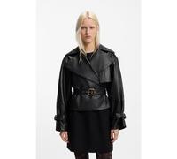 HUGO Giubbotto relaxed fit in pelle con cintura - Style Lanitte, 50560068 Nero XL