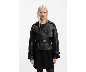 HUGO Giubbotto relaxed fit in pelle con cintura - Style Lanitte, 50560068 Nero XL