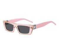 HUGO HG 1256/S 35J-IR Women's Rectangular Sunglasses - Pink Frame, Grey Lenses